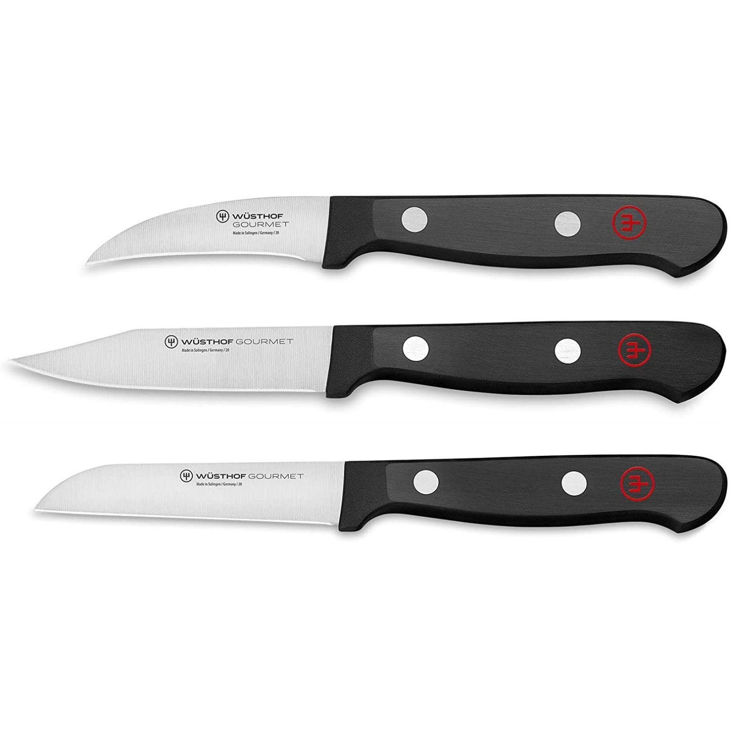WÜSTHOF Gourmet 3-Piece Paring Knife Set| 3 Piece Knife Set with triple riveted synthetic polypropylene handles